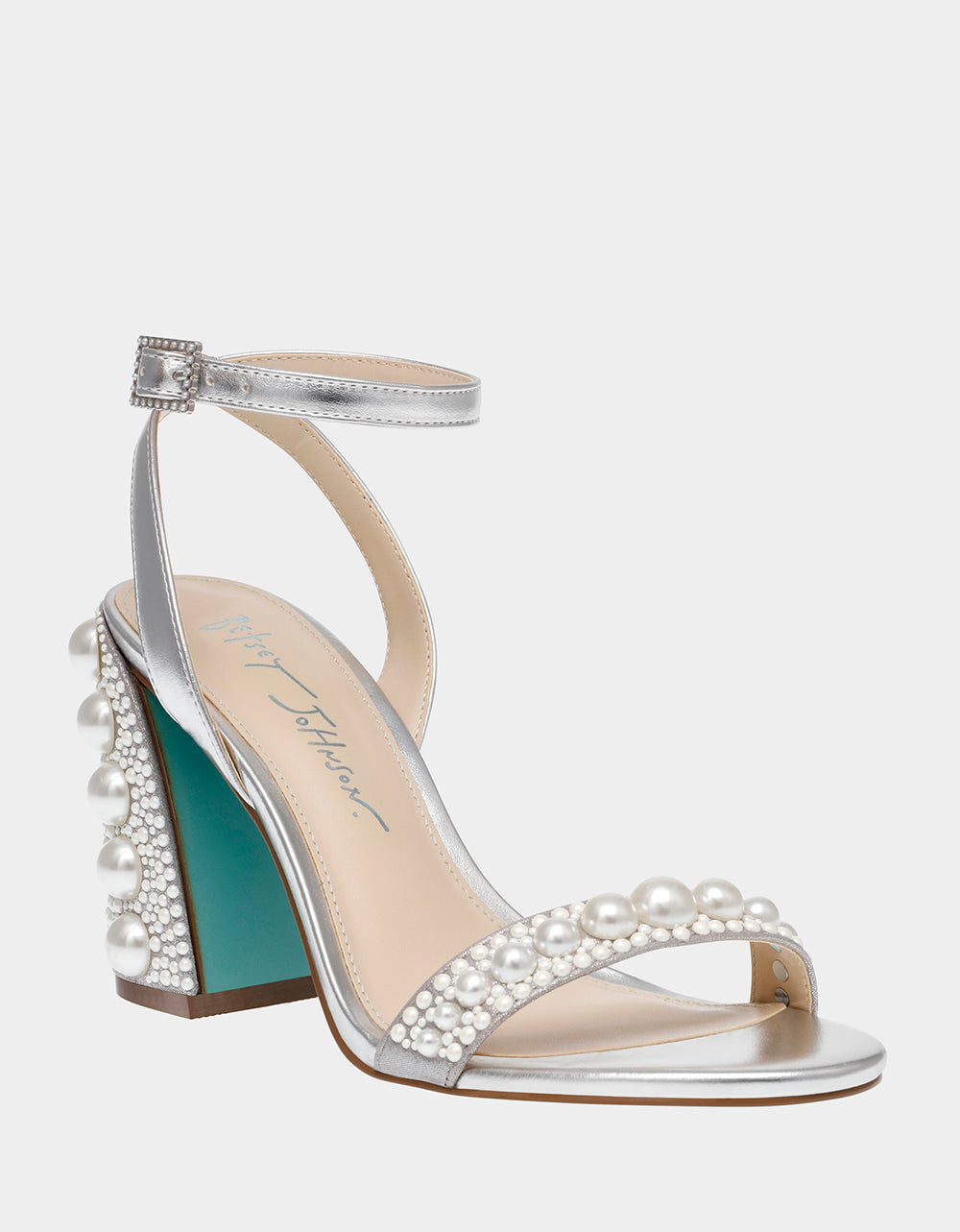Betsey Johnson Quality | LEXI SILVER PEARL Block Heels