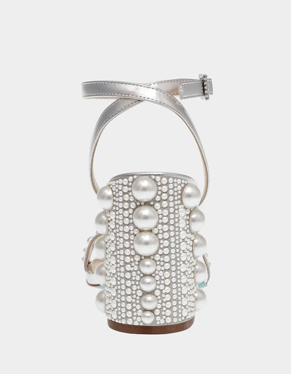 Betsey Johnson Quality | LEXI SILVER PEARL Block Heels
