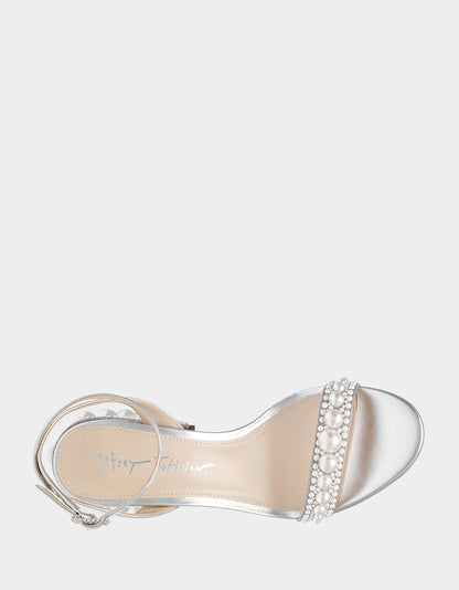 Betsey Johnson Quality | LEXI SILVER PEARL Block Heels