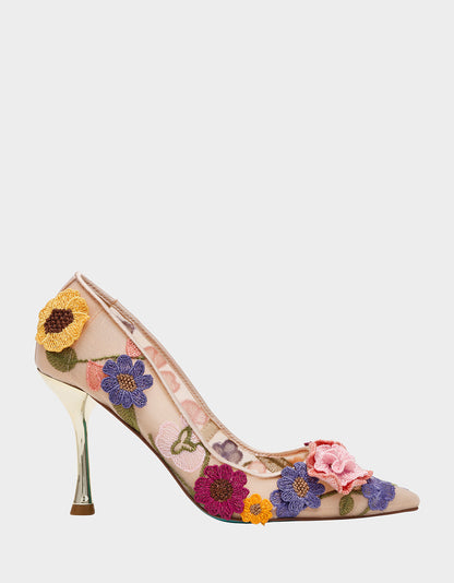 Betsey Johnson Discount | AIMEY NUDE FLORAL Pointed-Toe Stiletto Pump Heel