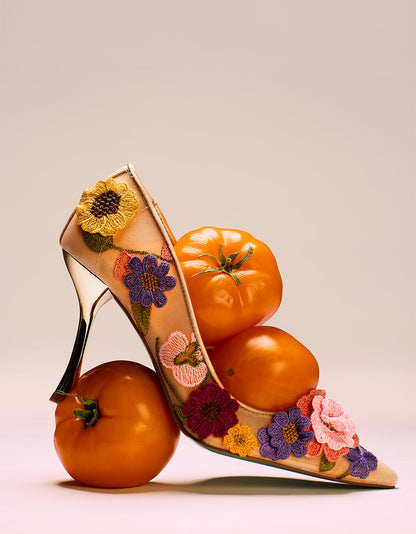 Betsey Johnson Discount | AIMEY NUDE FLORAL Pointed-Toe Stiletto Pump Heel