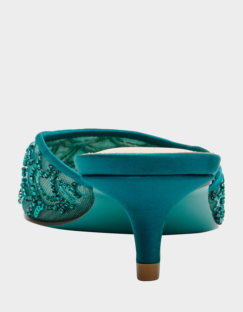 Betsey Johnson Premium | ELLIS EMERALD Pointed-Toe Mesh Embellished Mule Women's Kitten Heel
