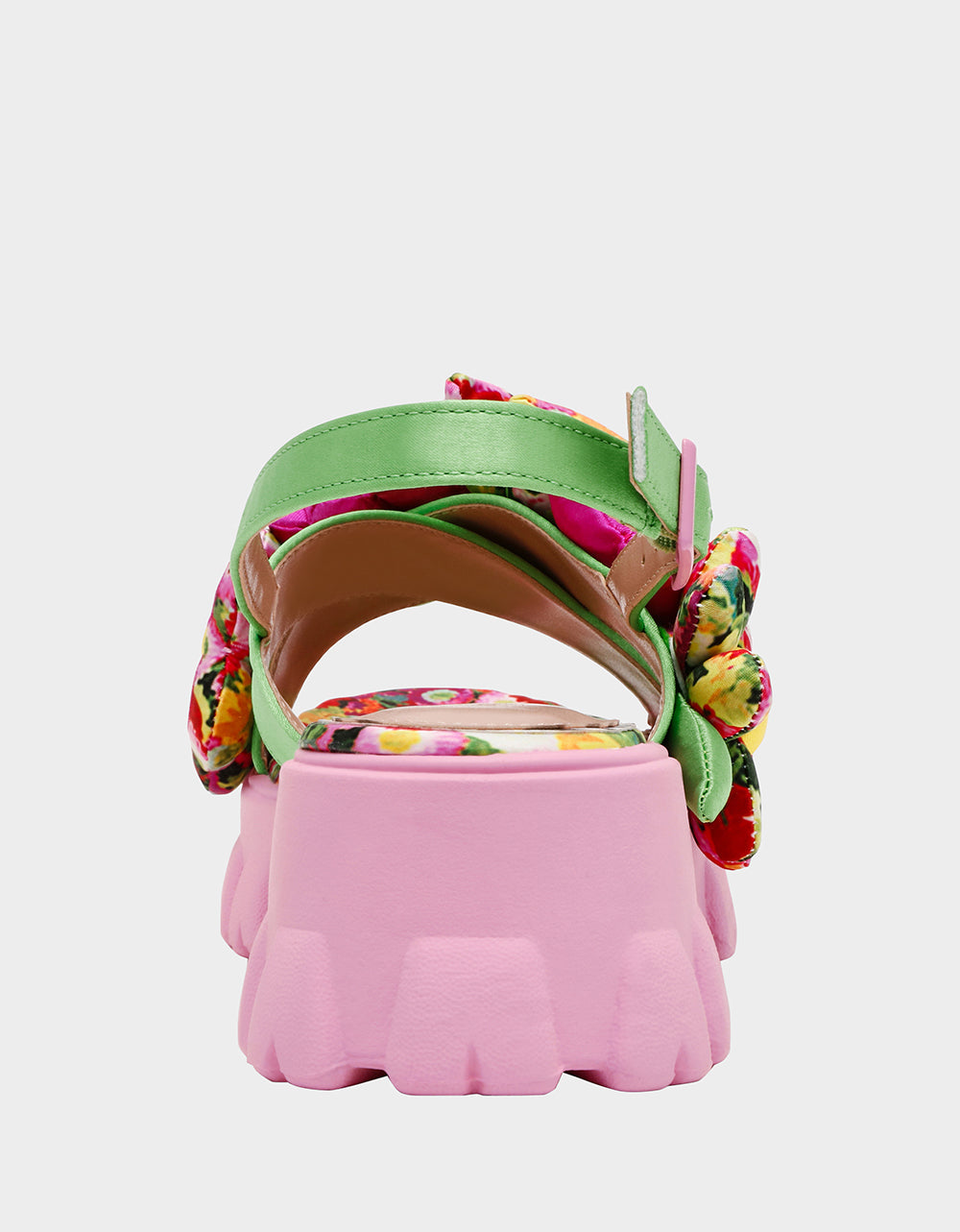 Betsey Johnson Signature | JEROMY GREEN FLORAL MULTI Women's Pink Green Lug Floral Sandal