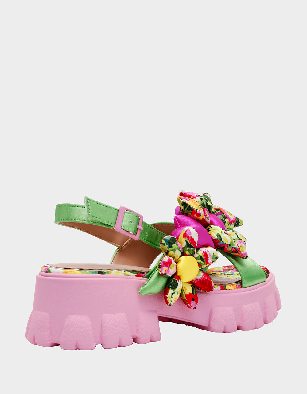 Betsey Johnson Signature | JEROMY GREEN FLORAL MULTI Women's Pink Green Lug Floral Sandal