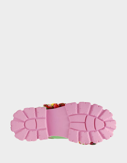 Betsey Johnson Signature | JEROMY GREEN FLORAL MULTI Women's Pink Green Lug Floral Sandal