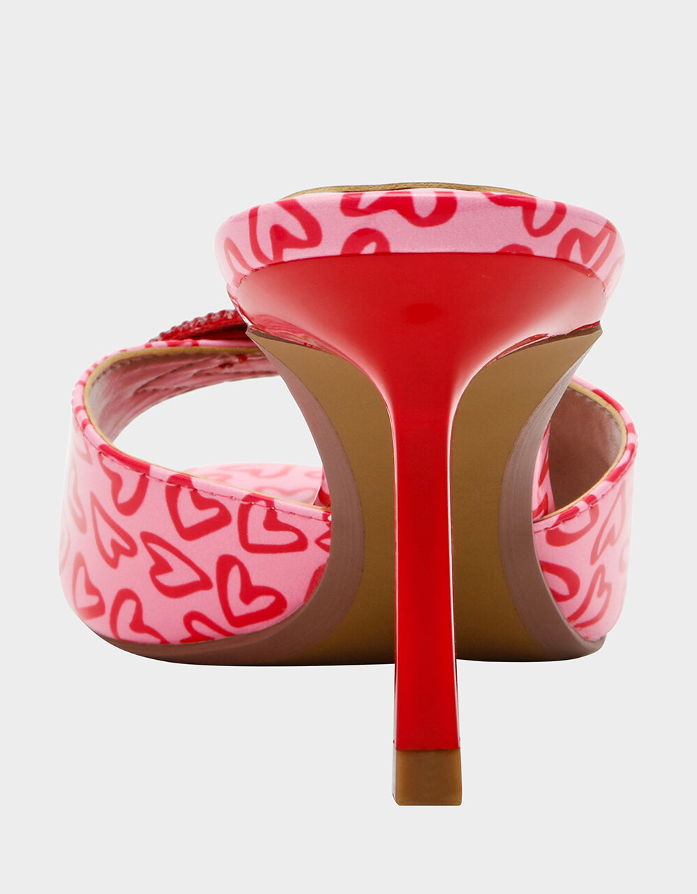 Betsey Johnson Great Value | CASIDY PINK MULTI Women's Heart Print Mule Heel with Rhinestone Lip
