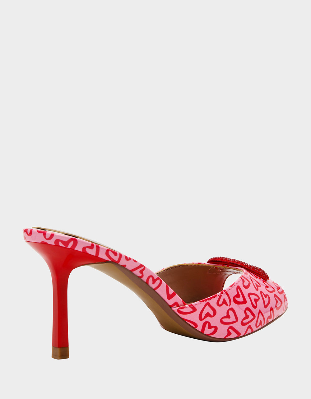 Betsey Johnson Great Value | CASIDY PINK MULTI Women's Heart Print Mule Heel with Rhinestone Lip