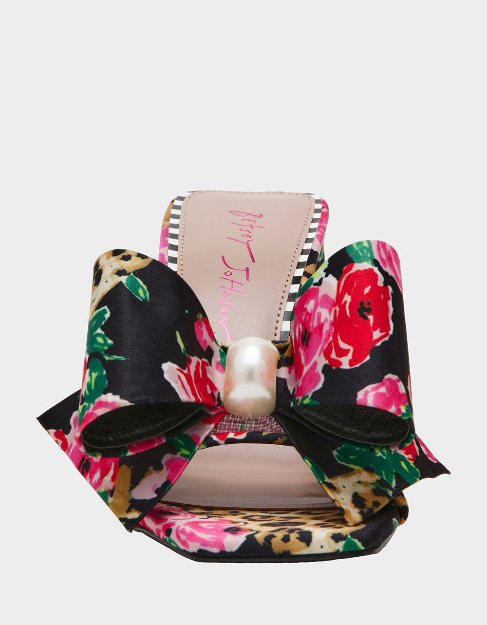 Betsey Johnson New | JORDN LEOPARD FLORAL Square-Toe Mule Block Heel