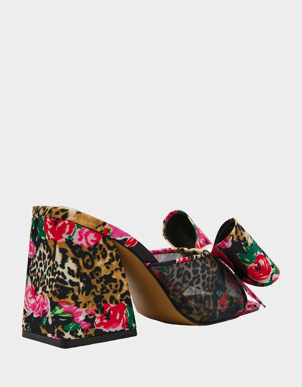 Betsey Johnson New | JORDN LEOPARD FLORAL Square-Toe Mule Block Heel
