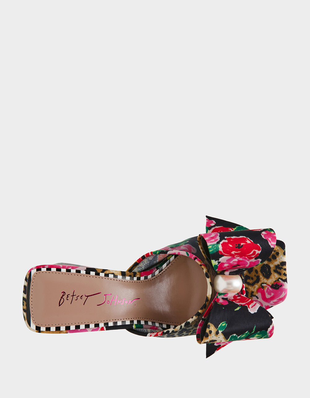 Betsey Johnson New | JORDN LEOPARD FLORAL Square-Toe Mule Block Heel