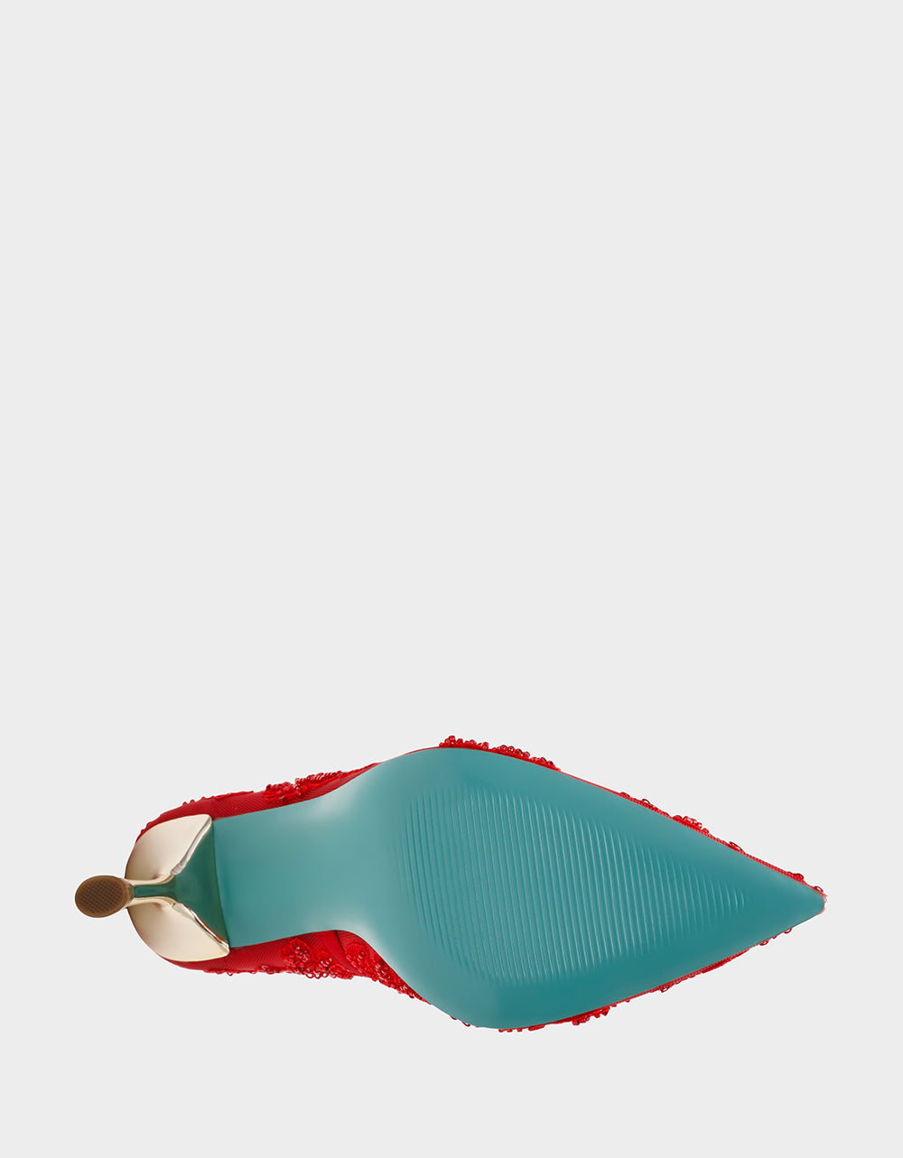Betsey Johnson Featured | JENII RED Pointed-Toe Mesh Embellished Floral Print Pump Women's Heel