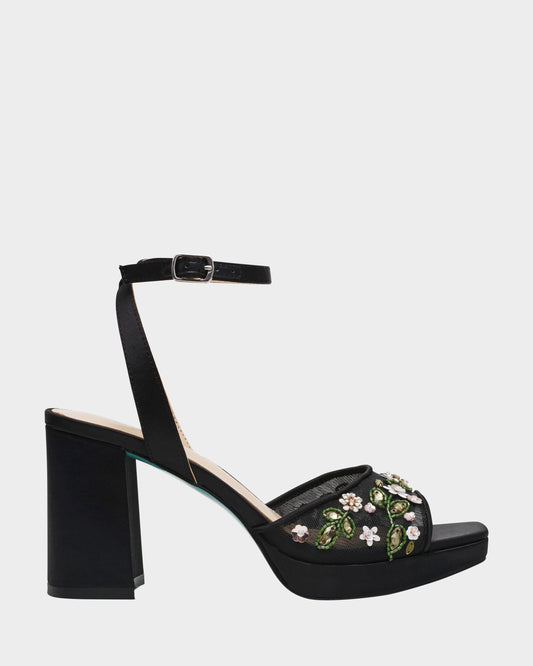 Betsey Johnson Recommended | KIRRA BLACK Platform Strappy Square-Toe Block Heel