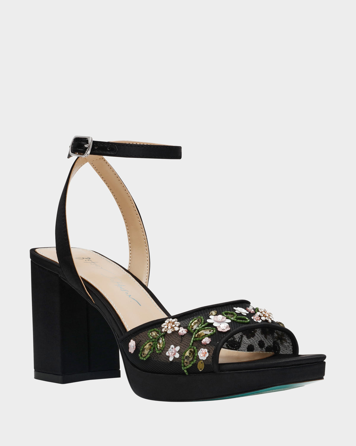 Betsey Johnson Recommended | KIRRA BLACK Platform Strappy Square-Toe Block Heel