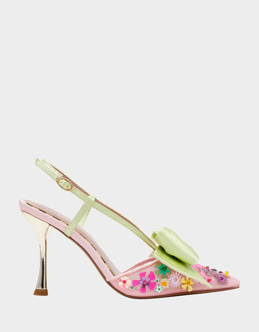 Betsey Johnson Trending | MELISA PINK MULTI Women's Floral Bow Stiletto Heel