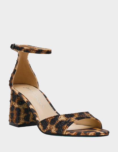 Betsey Johnson Smart Buy | KAMI LEOPARD Block Heel Open Toe Women's Heel