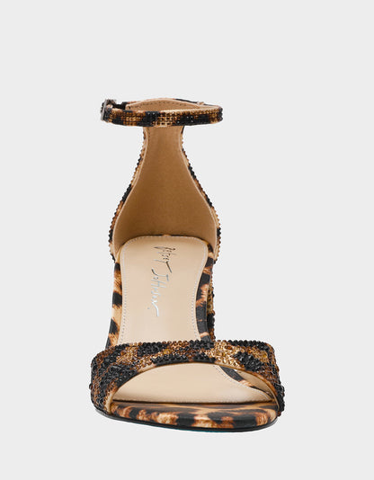 Betsey Johnson Smart Buy | KAMI LEOPARD Block Heel Open Toe Women's Heel