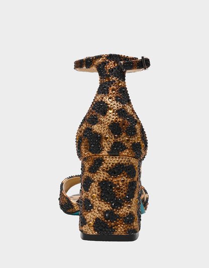 Betsey Johnson Smart Buy | KAMI LEOPARD Block Heel Open Toe Women's Heel