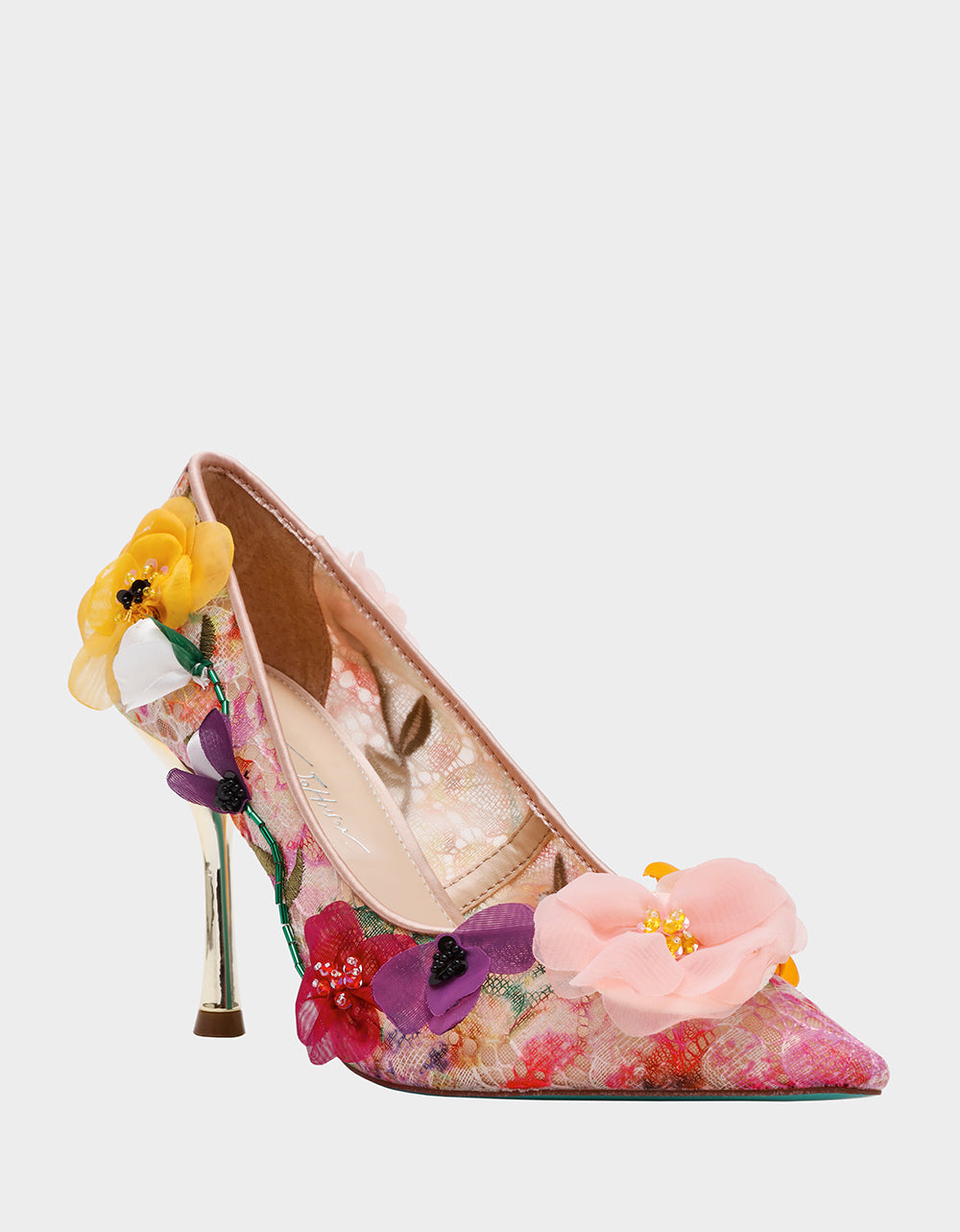 Betsey Johnson Value | DARCY NUDE MULTI Women's High Stiletto Heel Floral Embellishments