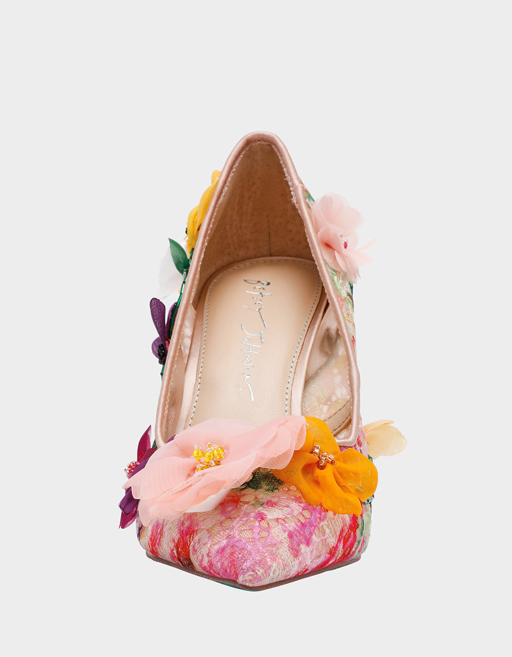 Betsey Johnson Value | DARCY NUDE MULTI Women's High Stiletto Heel Floral Embellishments