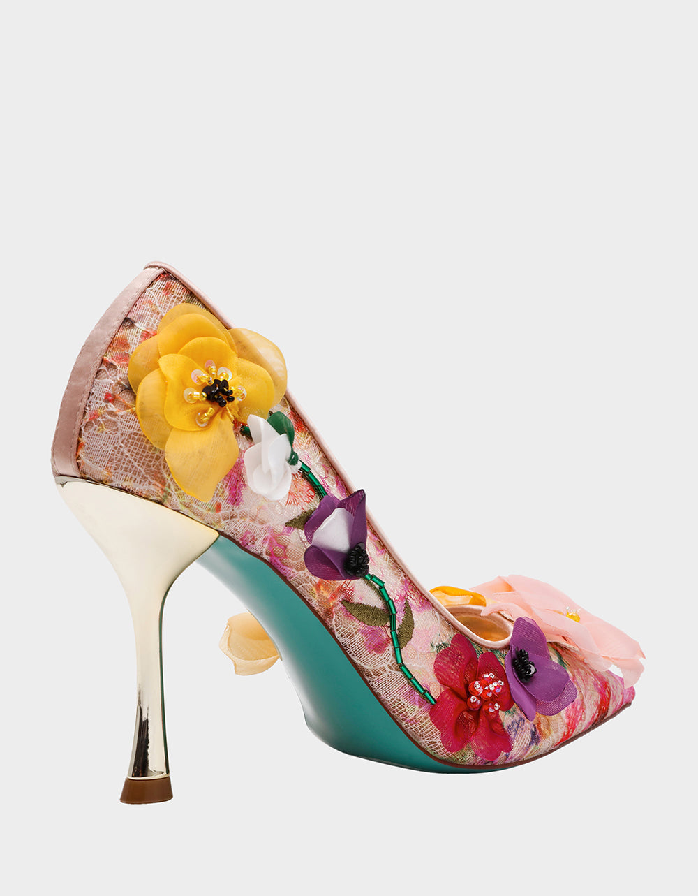Betsey Johnson Value | DARCY NUDE MULTI Women's High Stiletto Heel Floral Embellishments