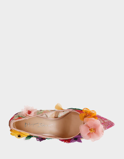 Betsey Johnson Value | DARCY NUDE MULTI Women's High Stiletto Heel Floral Embellishments