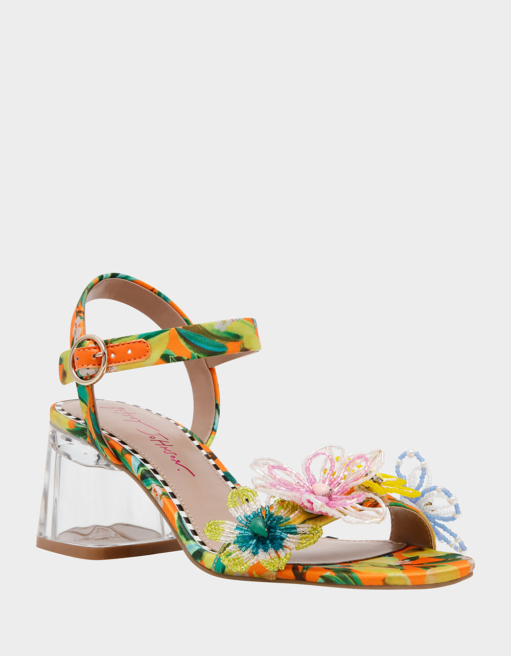 Betsey Johnson Trusted | CINTHIA YELLOW MULTI Strappy Block Heel
