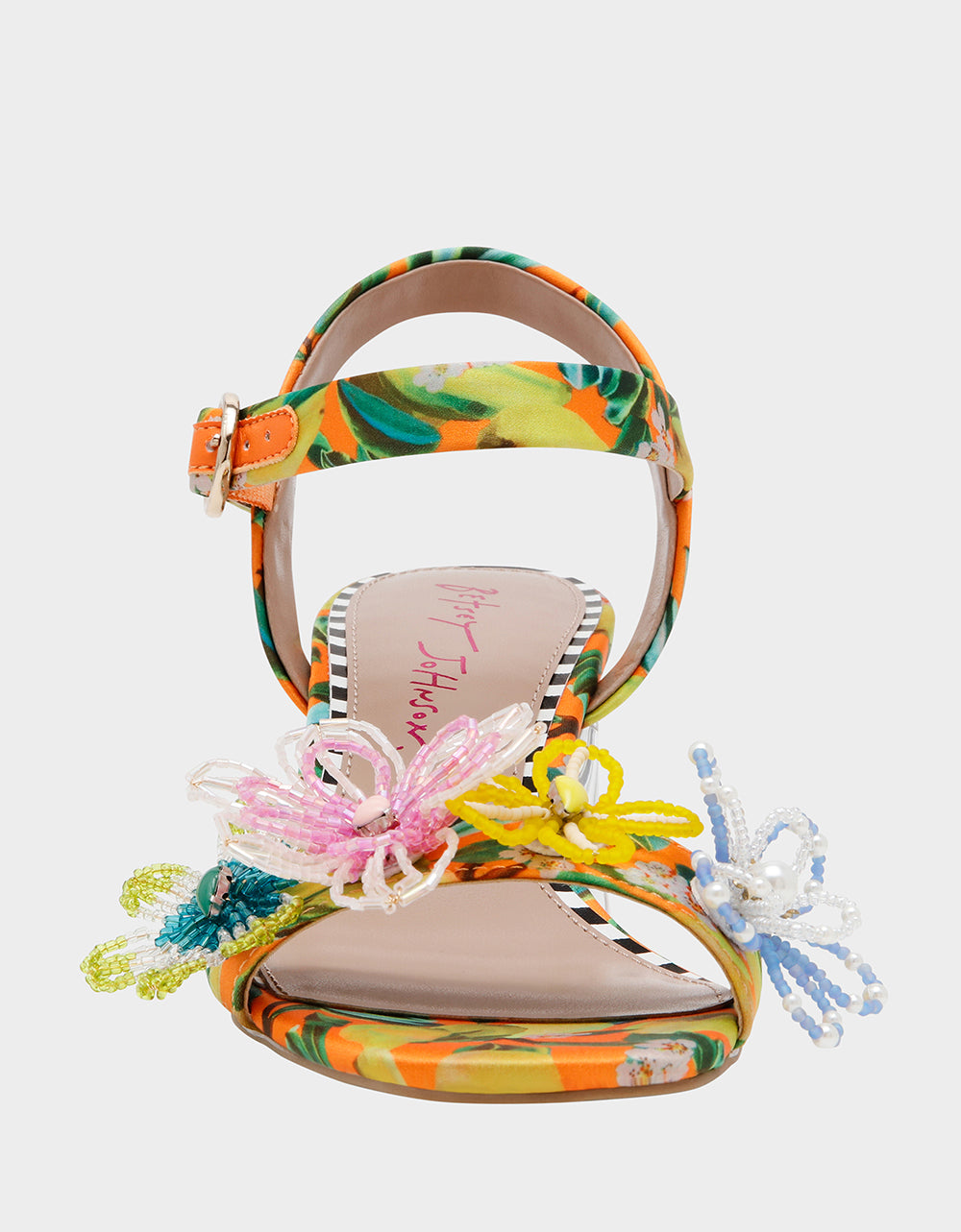 Betsey Johnson Trusted | CINTHIA YELLOW MULTI Strappy Block Heel