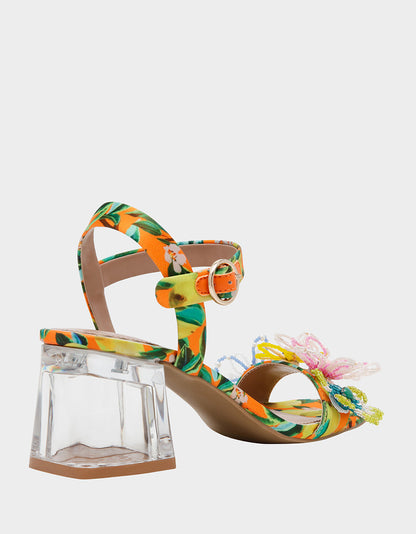 Betsey Johnson Trusted | CINTHIA YELLOW MULTI Strappy Block Heel