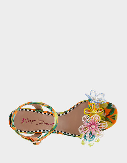 Betsey Johnson Trusted | CINTHIA YELLOW MULTI Strappy Block Heel