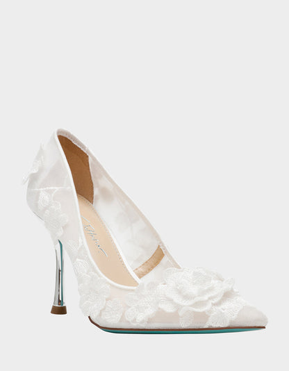 Betsey Johnson Trending | AIMEY Ivory Pointed-Toe Stiletto Pump Heel