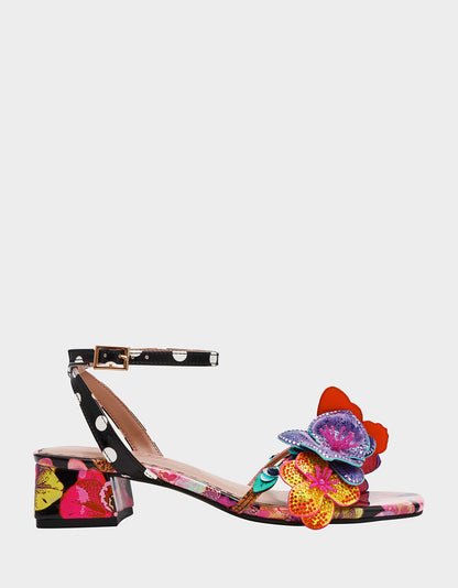 Betsey Johnson Best Seller | MARANDA BLACK MULTI Women's Block Floral Low Heel