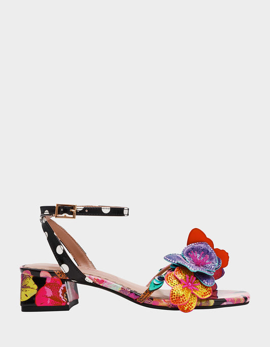 Betsey Johnson Best Seller | MARANDA BLACK MULTI Women's Block Floral Low Heel