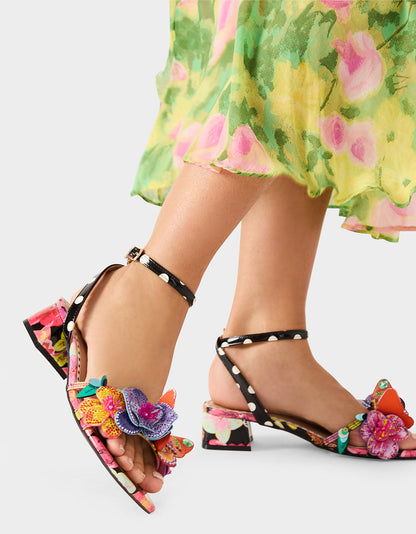 Betsey Johnson Best Seller | MARANDA BLACK MULTI Women's Block Floral Low Heel