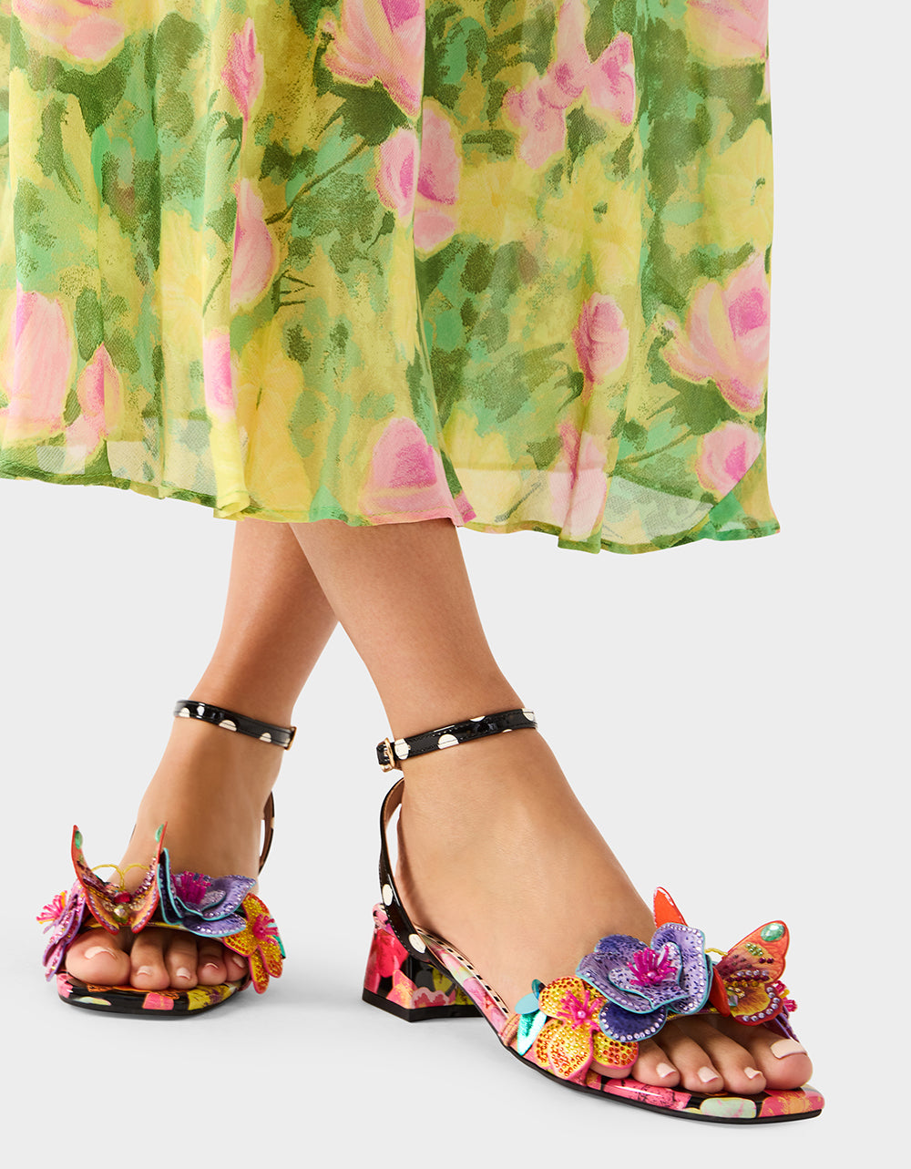 Betsey Johnson Best Seller | MARANDA BLACK MULTI Women's Block Floral Low Heel