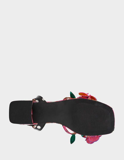 Betsey Johnson Best Seller | MARANDA BLACK MULTI Women's Block Floral Low Heel