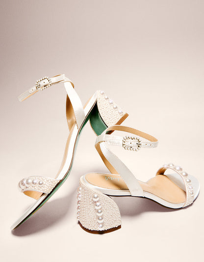 Betsey Johnson Essential | TINA IVORY Pearl Block Heel Sandal