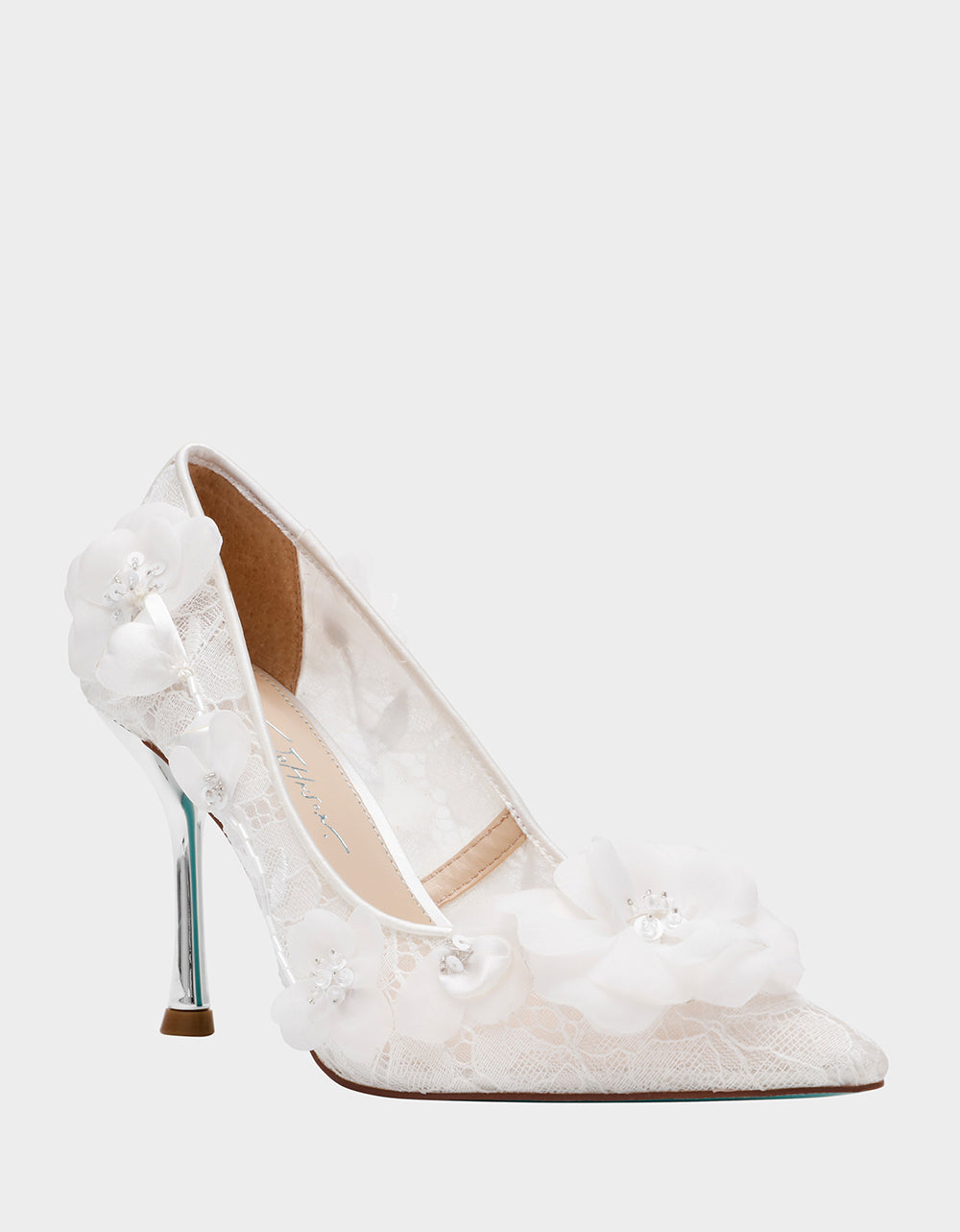 Betsey Johnson Quality | DARCY IVORY Women's High Stiletto Heel Floral Embellishments