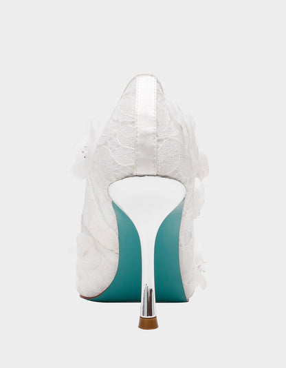 Betsey Johnson Quality | DARCY IVORY Women's High Stiletto Heel Floral Embellishments