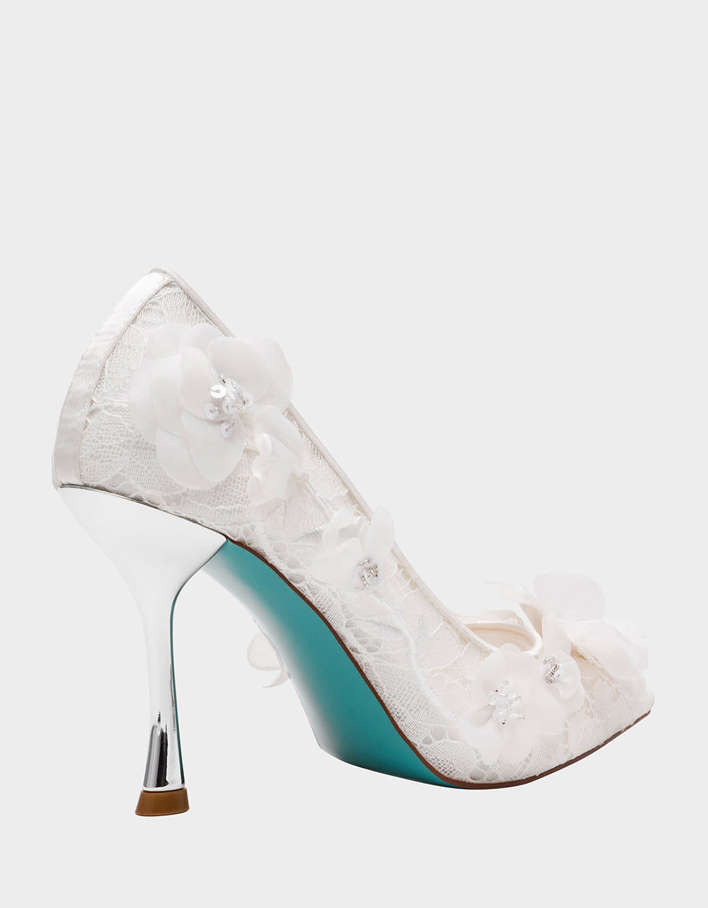Betsey Johnson Quality | DARCY IVORY Women's High Stiletto Heel Floral Embellishments