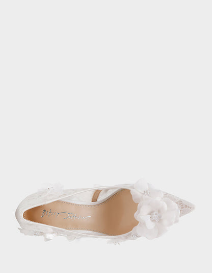 Betsey Johnson Quality | DARCY IVORY Women's High Stiletto Heel Floral Embellishments