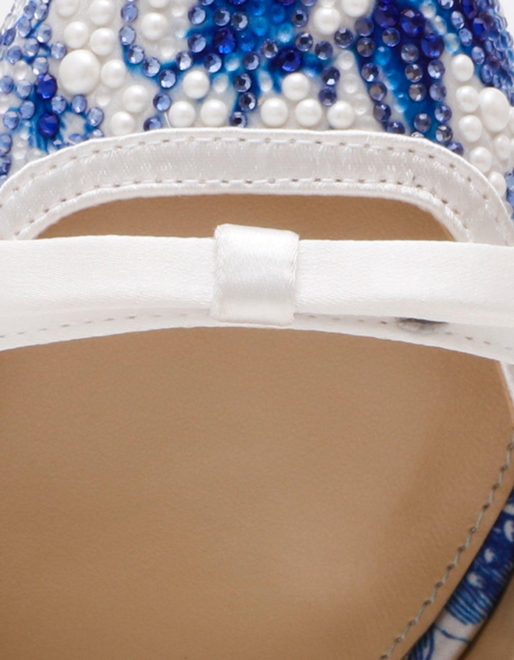 Betsey Johnson Trending | ROZA WHITE/BLUE FLORAL Women's Pointed Toe Stiletto Floral Heel