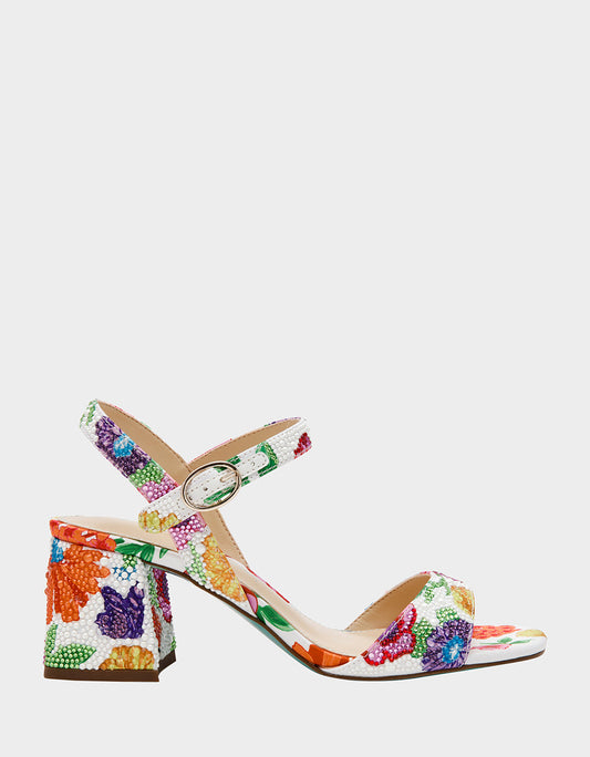 Betsey Johnson Best Price | TAMY BRIGHT MULTI Women's Floral Block Heel Sandal