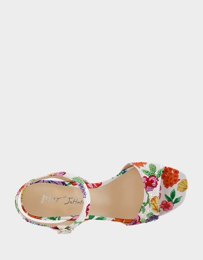 Betsey Johnson Best Price | TAMY BRIGHT MULTI Women's Floral Block Heel Sandal