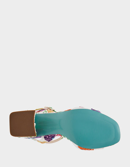Betsey Johnson Best Price | TAMY BRIGHT MULTI Women's Floral Block Heel Sandal