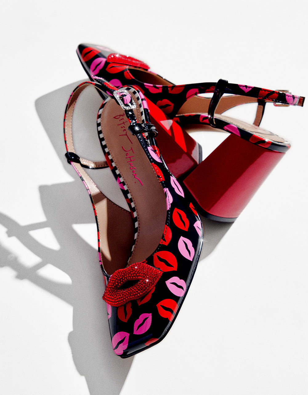 Betsey Johnson Quality | ASHHLEY MULTI LIPS Square-Toe Slingback Women's Heel