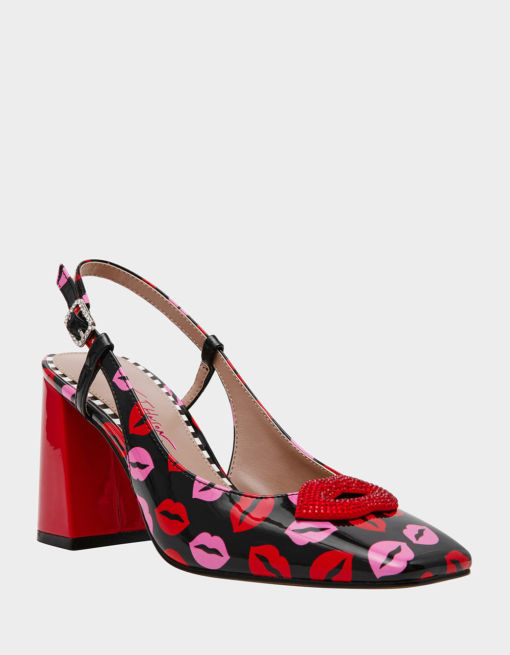 Betsey Johnson Quality | ASHHLEY MULTI LIPS Square-Toe Slingback Women's Heel