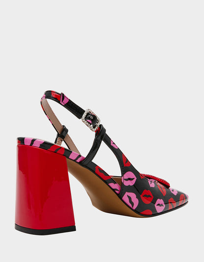 Betsey Johnson Quality | ASHHLEY MULTI LIPS Square-Toe Slingback Women's Heel
