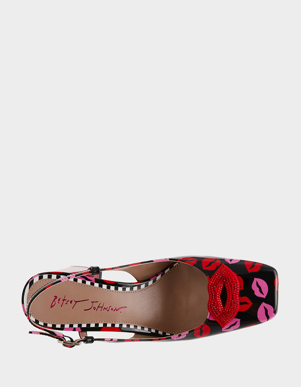 Betsey Johnson Quality | ASHHLEY MULTI LIPS Square-Toe Slingback Women's Heel