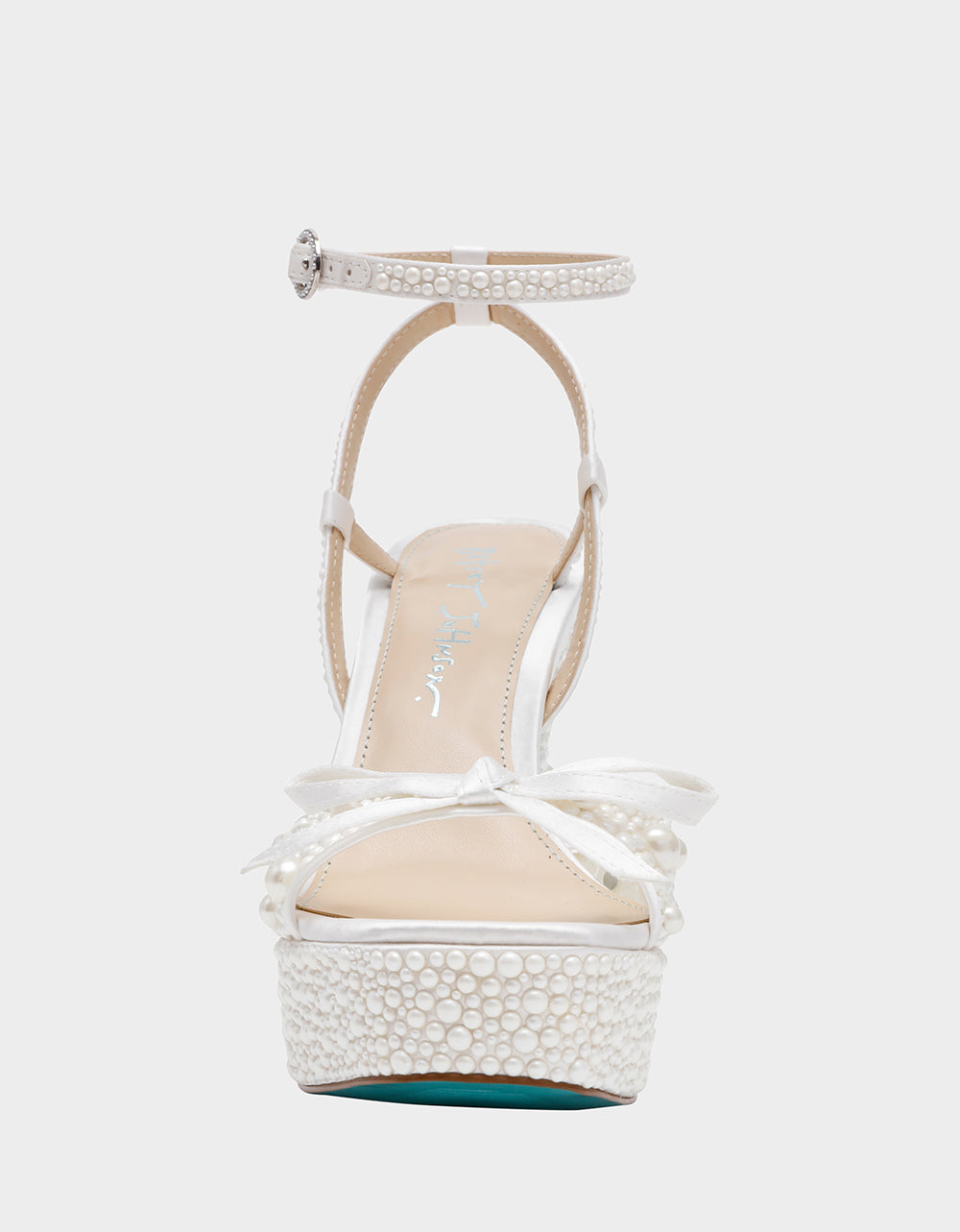 Betsey Johnson New | ENOLA PEARL Women's Strappy Block Heel Square-Toe Platform Pearl Embellished Women's Heel