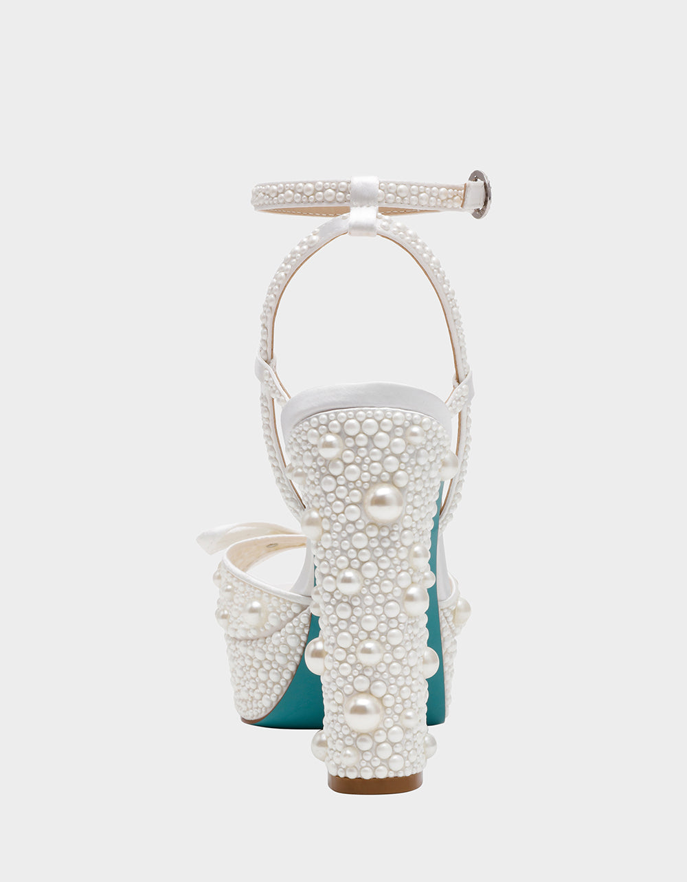 Betsey Johnson New | ENOLA PEARL Women's Strappy Block Heel Square-Toe Platform Pearl Embellished Women's Heel